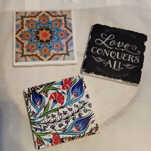 Lot of 3 Cork Backed Coasters